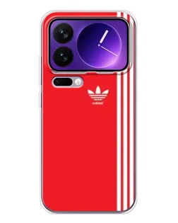 Чехол для Xiaomi 17 Pro Max с картинкой «Красный минимализм Adidas»