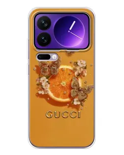 Чохол для Xiaomi 17 Pro Max з картинкою «Gucci — золоті метелики»