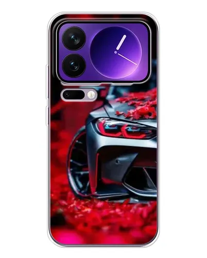 Чохол для Xiaomi 17 Pro Max з картинкою «Спортивна BMW та квіти»
