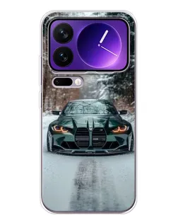 Чохол для Xiaomi 17 Pro Max з картинкою «BMW у зимовому лісі»