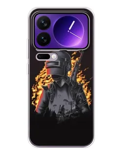 Чехол для Xiaomi 17 Pro Max с картинкой «PUBG — огненный силуэт»