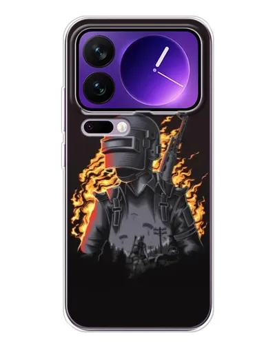 Чехол для Xiaomi 17 Pro Max с картинкой «PUBG — огненный силуэт»