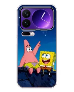 Чохол для Xiaomi 17 Pro Max з картинкою «Губка Боб та Патрік вночі»