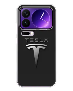 Чехол для Xiaomi 17 Pro Max с картинкой «Стальной логотип Tesla»