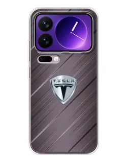 Чехол для Xiaomi 17 Pro Max с картинкой «Металлическая текстура Tesla»
