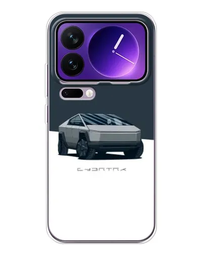 Чехол для Xiaomi 17 Pro Max с картинкой «Серебристый Cybertruck Tesla»