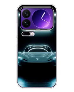 Чехол для Xiaomi 17 Pro Max с картинкой «Tesla в неоне»
