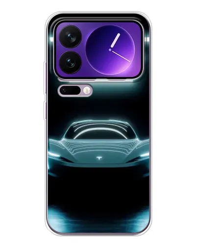 Чехол для Xiaomi 17 Pro Max с картинкой «Tesla в неоне»