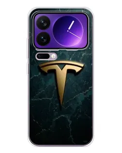 Чехол для Xiaomi 17 Pro Max с картинкой «Мраморная Tesla Gold»