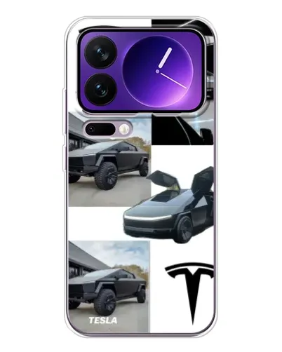 Чехол для Xiaomi 17 Pro Max с картинкой «Коллаж Cybertruck Tesla»