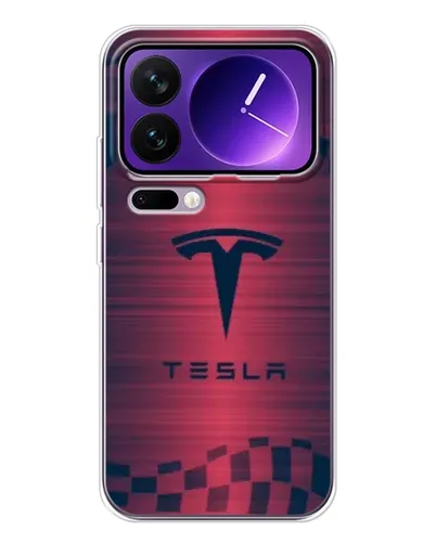 Чехол для Xiaomi 17 Pro Max с картинкой «Тесла красный карбон»