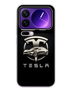 Чехол для Xiaomi 17 Pro Max с картинкой «Tesla — серебристое авто»