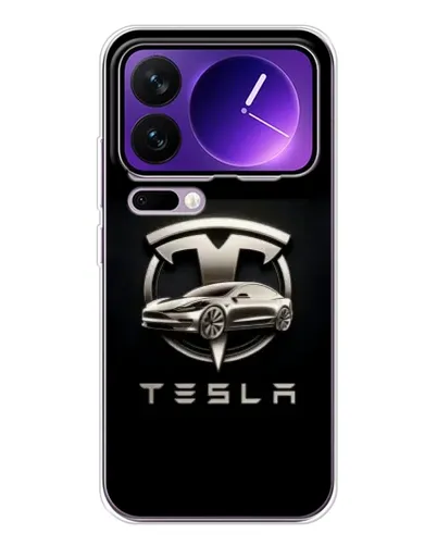 Чехол для Xiaomi 17 Pro Max с картинкой «Tesla — серебристое авто»