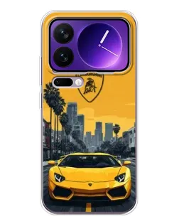 Чохол для Xiaomi 17 Pro Max з картинкою «Жовтий Lamborghini місто»