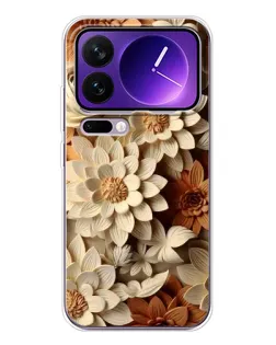 Чохол для Xiaomi 17 Pro Max з картинкою «Бежевий флористичний декор»