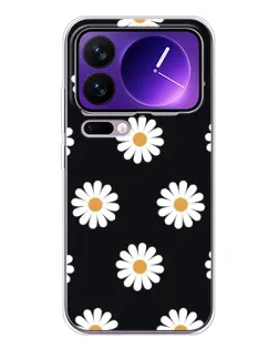 Чохол для Xiaomi 17 Pro Max з картинкою «Ромашки на чорному»