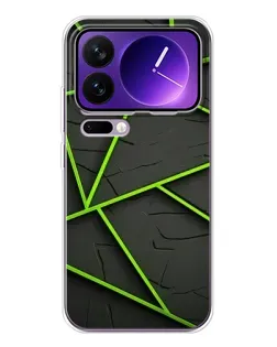 Чохол для Xiaomi 17 Pro Max з картинкою «Зелені геометричні лінії»