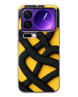 Чохол для Xiaomi 17 Pro Max з картинкою «Чорне жовте переплетення»