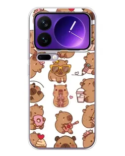 Чехол для Xiaomi 17 Pro Max с картинкой «Стикерпак с капибарами»