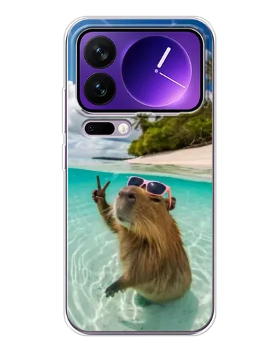 Чехол для Xiaomi 17 Pro Max с картинкой «Капибара на море»