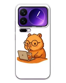 Чехол для Xiaomi 17 Pro Max с картинкой «Капибара с ноутбуком»