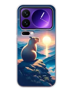 Чехол для Xiaomi 17 Pro Max с картинкой «Закат солнца с капибарой»