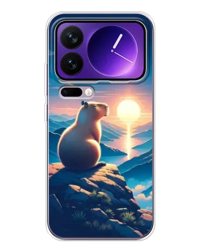 Чехол для Xiaomi 17 Pro Max с картинкой «Закат солнца с капибарой»
