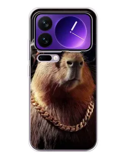 Чехол для Xiaomi 17 Pro Max с картинкой «Капибара золотая цепь»