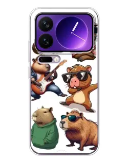 Чехол для Xiaomi 17 Pro Max с картинкой «Крутые капибары музыканты»