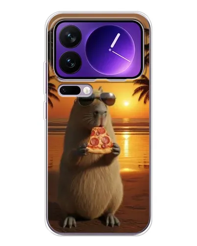 Чехол для Xiaomi 17 Pro Max с картинкой «Капибара с пиццей»