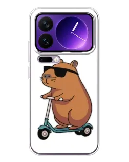 Чехол для Xiaomi 17 Pro Max с картинкой «Капибара на самокате»
