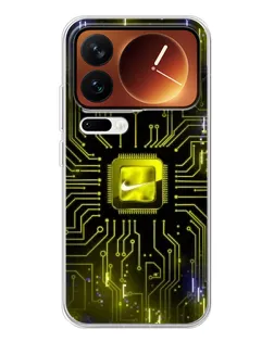 Чехол для Xiaomi 17 Pro с картинкой «Nike — золотая искра»