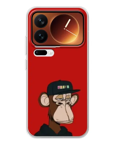 Чехол для Xiaomi 17 Pro с картинкой «Bored Ape — красный фон»