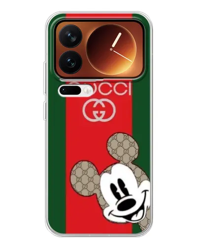 Чехол для Xiaomi 17 Pro с картинкой «Gucci — полосы и Микки»