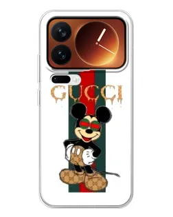 Чехол для Xiaomi 17 Pro с картинкой «Микки Маус Gucci — полосы»