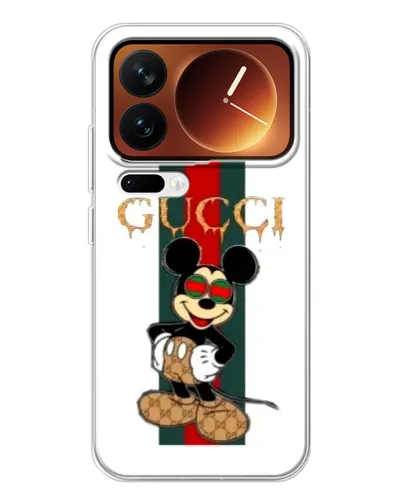 Чехол для Xiaomi 17 Pro с картинкой «Микки Маус Gucci — полосы»
