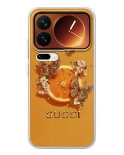 Чохол для Xiaomi 17 Pro з картинкою «Gucci — золоті метелики»