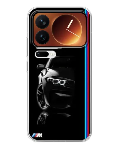 Чехол для Xiaomi 17 Pro с картинкой «Силуэт BMW в темноте»