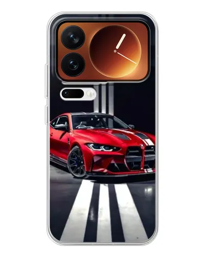 Чехол для Xiaomi 17 Pro с картинкой «Красная BMW на дороге»