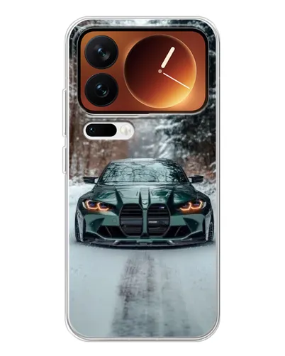 Чехол для Xiaomi 17 Pro с картинкой «BMW в зимнем лесу»