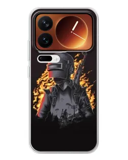 Чехол для Xiaomi 17 Pro с картинкой «PUBG — огненный силуэт»