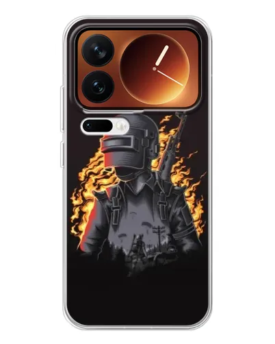 Чехол для Xiaomi 17 Pro с картинкой «PUBG — огненный силуэт» Чехол для Xiaomi 17 Pro с картинкой «PUBG — огненный силуэт»