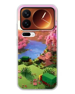 Чехол для Xiaomi 17 Pro с картинкой «Розовое дерево Minecraft»