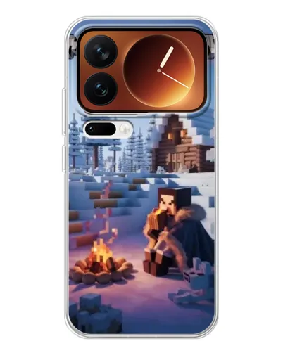 Чехол для Xiaomi 17 Pro с картинкой «Зимний Minecraft»