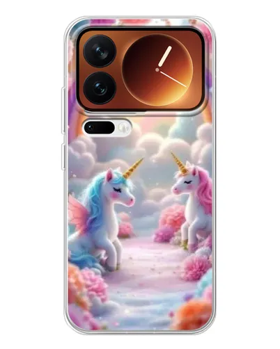 Чехол для Xiaomi 17 Pro с картинкой «Радуга и единороги»