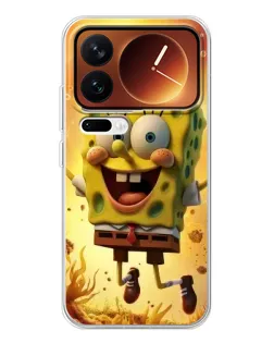 Чехол для Xiaomi 17 Pro с картинкой «Губка Боб прыгает»