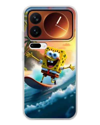 Чехол для Xiaomi 17 Pro с картинкой «Губка Боб серфингист» Чехол для Xiaomi 17 Pro с картинкой «Губка Боб серфингист»