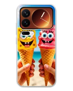 Чехол для Xiaomi 17 Pro с картинкой «Спанч Боб мороженое»