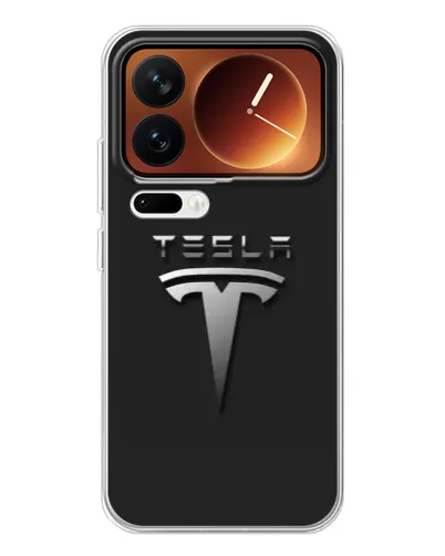 Чехол для Xiaomi 17 Pro с картинкой «Стальной логотип Tesla»