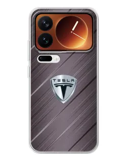 Чехол для Xiaomi 17 Pro с картинкой «Металлическая текстура Tesla»